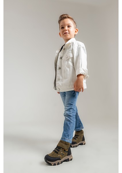 Erkek Çocuk Haki Hakiki Deri Anatomik Günlük Bot