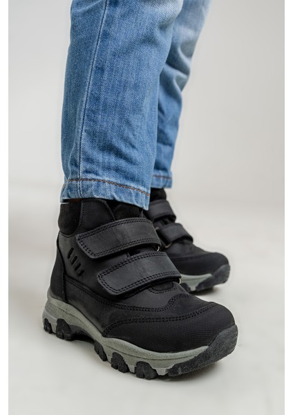 Erkek Çocuk Siyah Hakiki Deri Anatomik Günlük Bot fiyatları