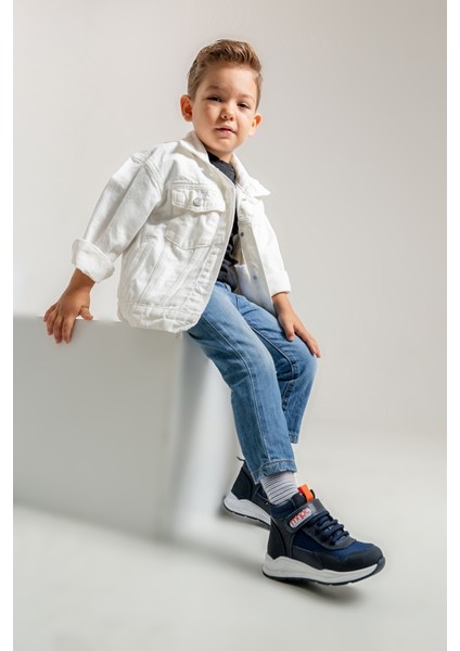 Erkek Çocuk Lacivert Hakiki Deri Suya Dayanıklı Anatomik Günlük Bot