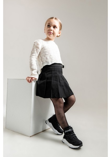 Kız Çocuk Siyah Suni Deri Suya Dayanıklı Anatomik Günlük Bot