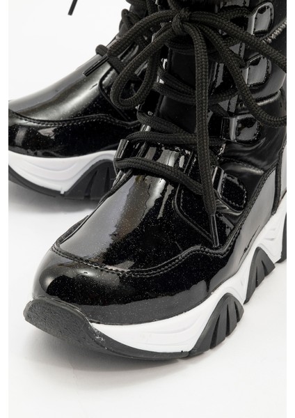 Kız Çocuk Siyah Simli Rugan Deri Suya Dayanıklı Günlük Bot fiyatları