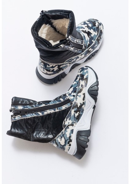 Erkek Çocuk Siyah Hakiki Deri Suya Dayanıklı Kürklü Günlük Bot fırsatları