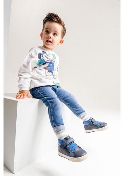 Erkek Çocuk Lacivert Hakiki Deri Suya Dayanıklı Anatomik Ilk Adım Bot