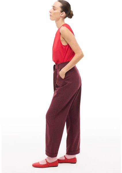 Bordo Yüksel Bel Boru Paça Pantolon fiyatları