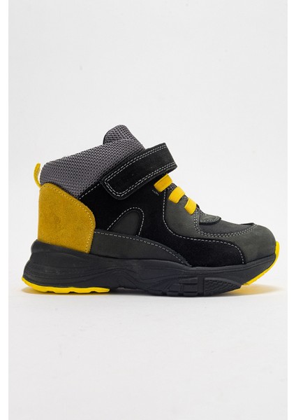 Erkek Çocuk Gri-Sarı Hakiki Deri Suya Dayanıklı Anatomik Günlük Bot fırsatları