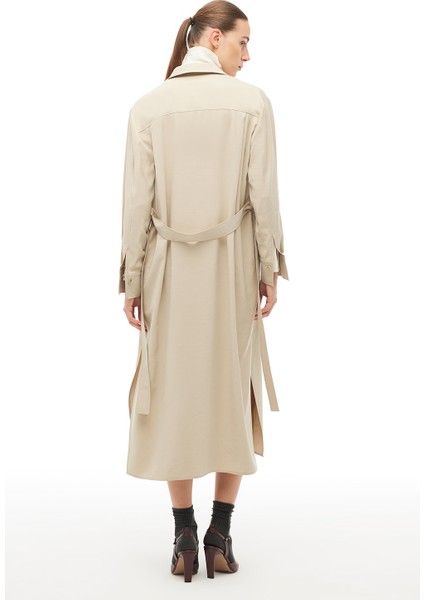 Bej Gömlek Yaka Midi Elbise fırsatları