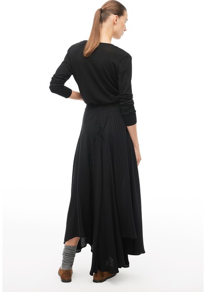 Siyah Yüksek Bel Diz Boy Etek fırsatları