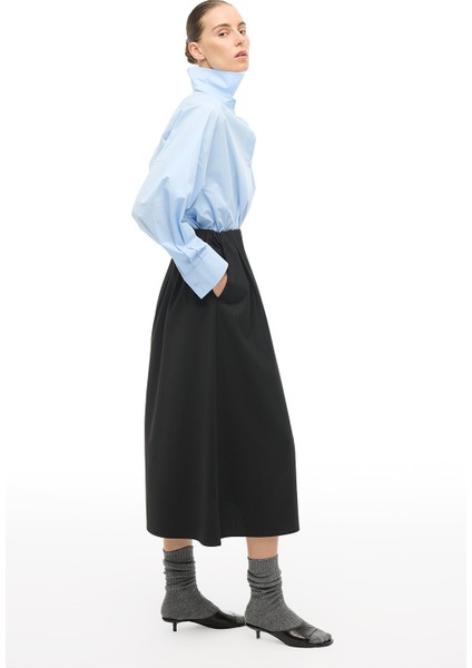 Siyah Yüksek Bel Midi Etek fiyatları