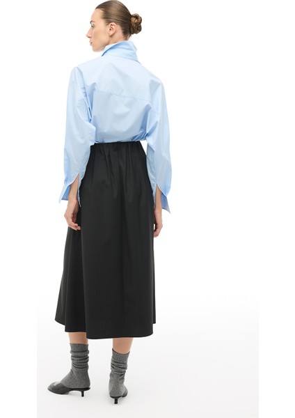 Siyah Yüksek Bel Midi Etek modelleri