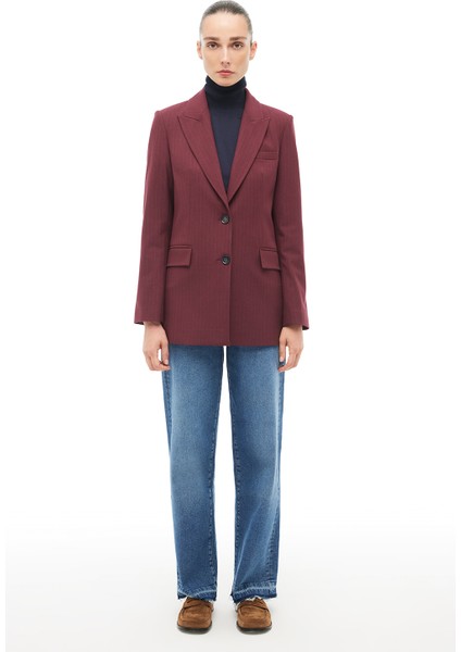 Bordo Kırlangıç Yaka Ceket