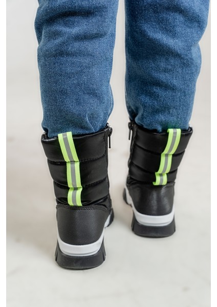 Erkek Çocuk Siyah Suni Deri Suya Dayanıklı Kürklü Kar Botu fiyatları