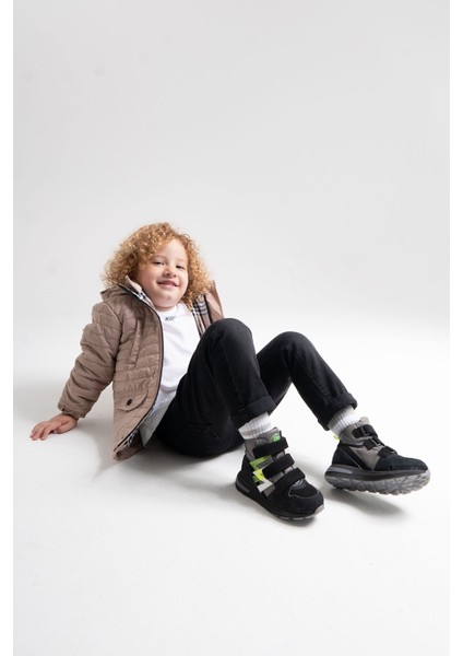 Erkek Çocuk Siyah Hakiki Deri Anatomik Günlük Bot fiyatları