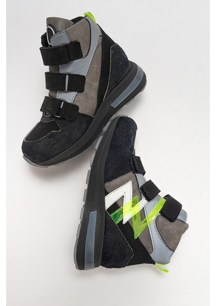 Erkek Çocuk Siyah Hakiki Deri Anatomik Günlük Bot indirimleri