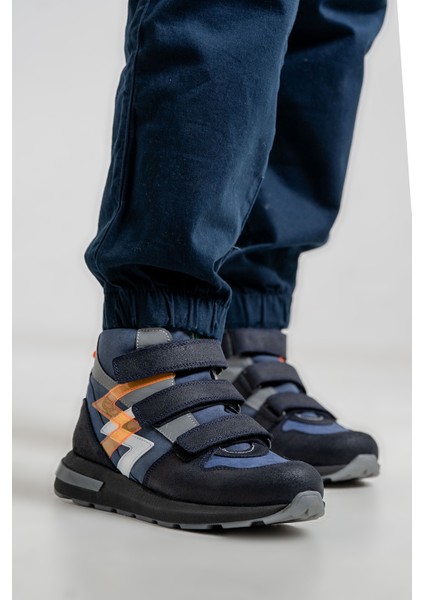 Erkek Çocuk Lacivert Hakiki Deri Anatomik Günlük Bot fiyatları