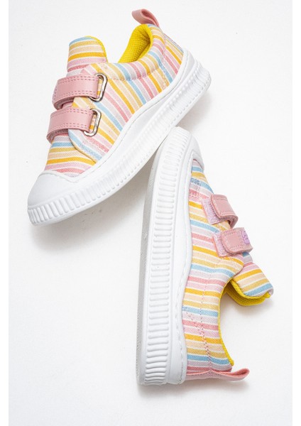 Kız Çocuk Pudra Çizgili Sneaker Ayakkabı fırsatları