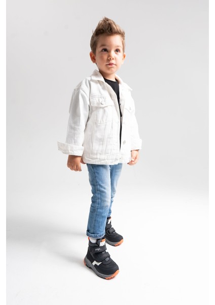 Erkek Çocuk Siyah Hakiki Deri Anatomik Günlük Bot