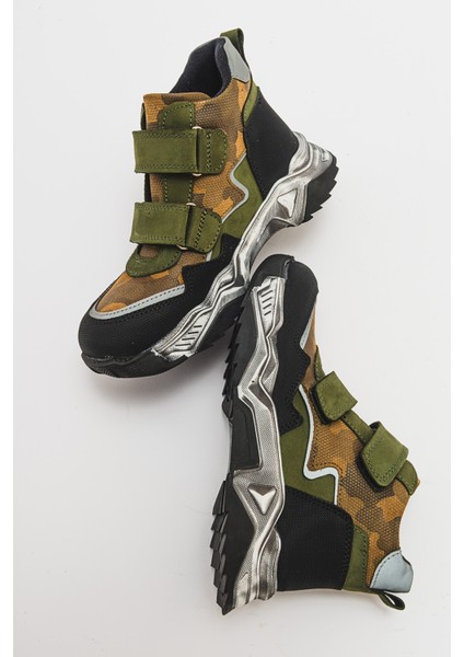 Erkek Çocuk Haki Hakiki Deri Suya Dayanıklı Günlük Bot indirimleri