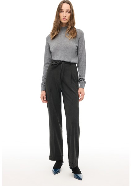Antrasit Yüksek Bel Boru Paça Pantolon