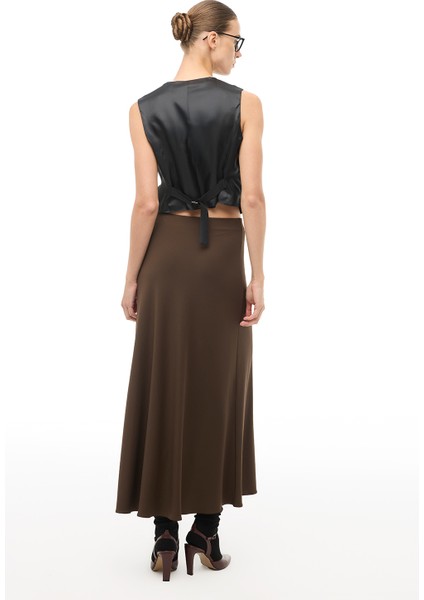 Kahverengi Yüksek Bel Midi Etek modelleri