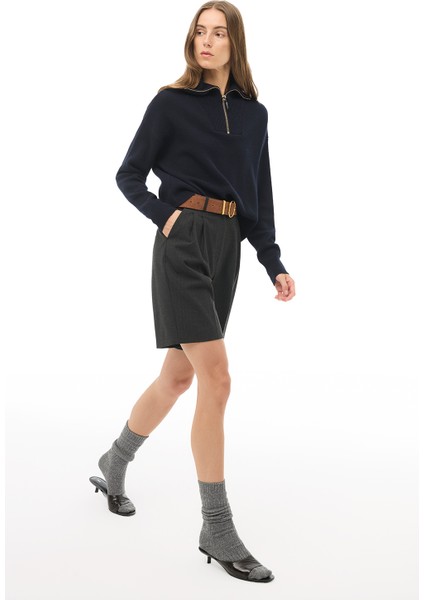 Antrasit Geniş Paça Diz Üstü Şort fiyatları