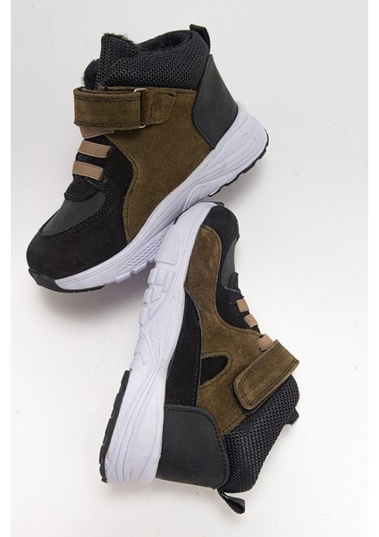 Erkek Çocuk Siyah-Haki Hakiki Deri Suya Dayanıklı Anatomik Günlük Bot fırsatları