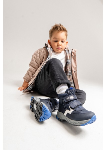 Erkek Çocuk Lacivert Hakiki Deri Anatomik Günlük Bot