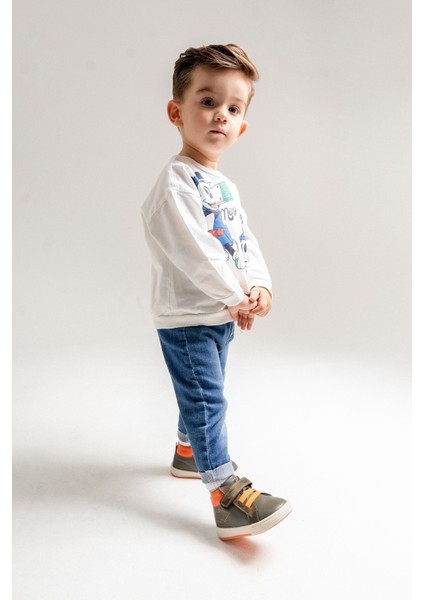 Erkek Çocuk Haki Hakiki Deri Suya Dayanıklı Anatomik Ilk Adım Bot