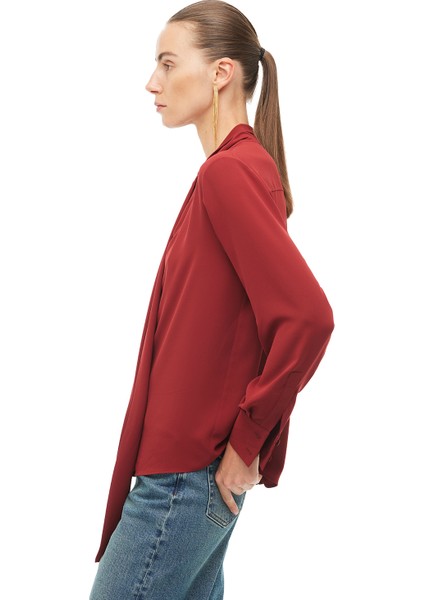 Bordo Bağlama Yaka Bluz fiyatları