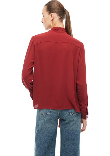 Bordo Bağlama Yaka Bluz modelleri