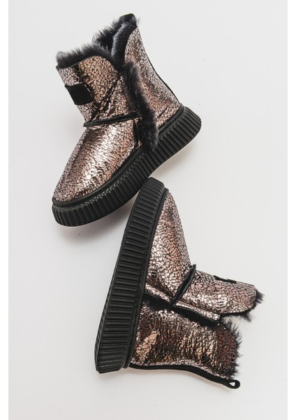 Kız Çocuk Platin Hakiki Deri Suya Dayanıklı Kürklü Günlük Bot indirimleri