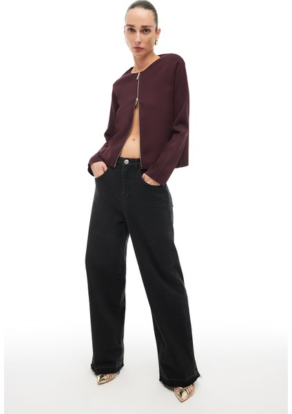 Bordo Bisiklet Yaka Triko Ceket fiyatları