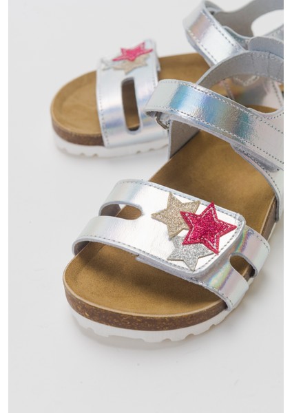 Kız Çocuk Gümüş Hakiki Deri Günlük Çocuk Sandalet fiyatları