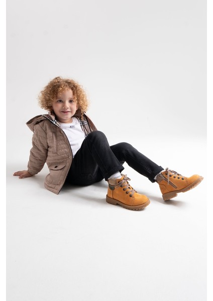 Erkek Çocuk Sarı Hakiki Deri Suya Dayanıklı Anatomik Günlük Bot fiyatları