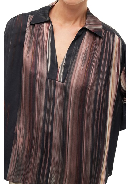 Çok Renkli Gömlek Yaka Çizgili Bluz fiyatları