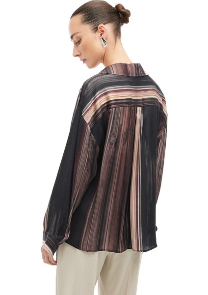 Çok Renkli Gömlek Yaka Çizgili Bluz fırsatları