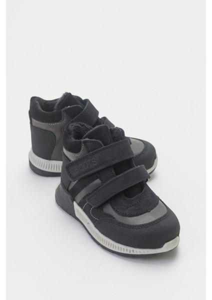 Erkek Çocuk Siyah Hakiki Deri Suya Dayanıklı Anatomik Ilk Adım Bot