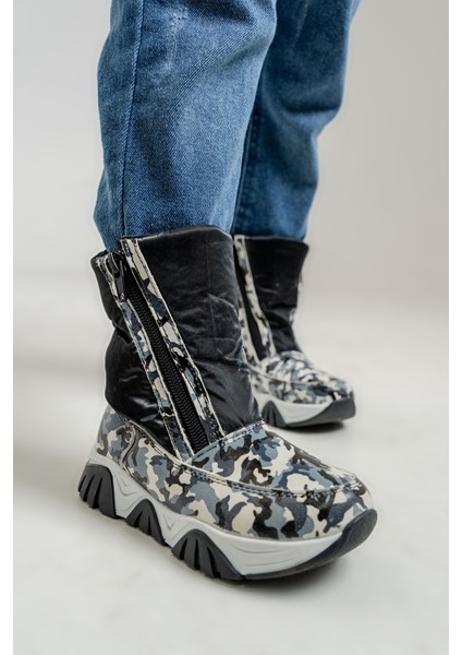 Erkek Çocuk Siyah Hakiki Deri Suya Dayanıklı Anatomik Günlük Bot