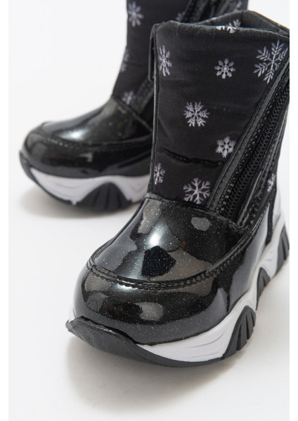 Kız Çocuk Siyah Simli Rugan Deri Suya Dayanıklı Kürklü Günlük Bot fiyatları