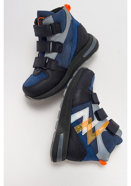 Erkek Çocuk Lacivert Hakiki Deri Suya Dayanıklı Anatomik Günlük Bot indirimleri