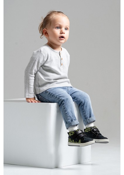 Erkek Çocuk Siyah Hakiki Deri Suya Dayanıklı Anatomik Ilk Adım Bot