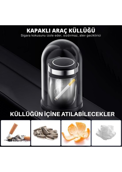 Premium Car Ashtray LED Işıklı Taşınabilir Kapaklı Araba Küllük Kül Tablası Yıkanabilir Küllük fırsatları