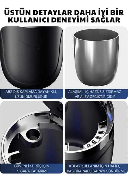 Premium Car Ashtray LED Işıklı Taşınabilir Kapaklı Araba Küllük Kül Tablası Yıkanabilir Küllük indirimleri