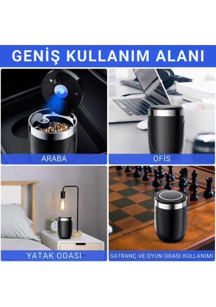 Premium Car Ashtray LED Işıklı Taşınabilir Kapaklı Araba Küllük Kül Tablası Yıkanabilir Küllük