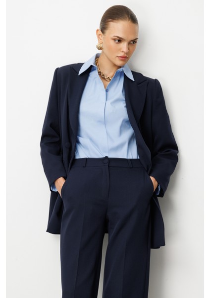 Oversize Lacivert Kruvaze Blazer Ceket modelleri