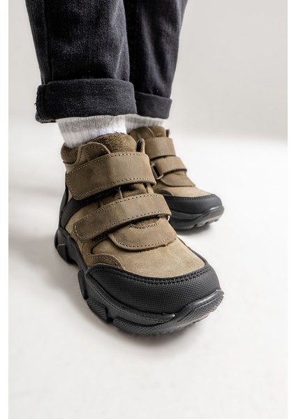 Erkek Çocuk Haki Hakiki Deri Anatomik Günlük Bot fiyatları