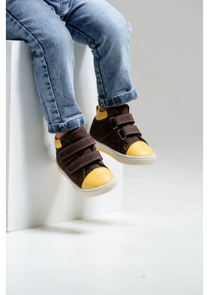 Erkek Çocuk Kahve Hakiki Deri Suya Dayanıklı Anatomik Ilk Adım Bot fırsatları