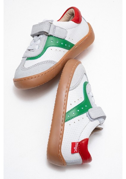 Unisex Çocuk Beyaz-Yeşil Hakiki Deri Günlük Ilk Adım Ayakkabı fırsatları