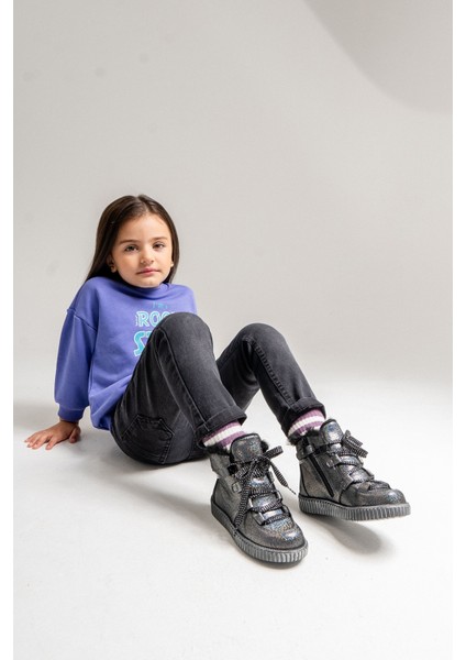 Kız Çocuk Siyah Simli Hakiki Deri Suya Dayanıklı Günlük Bot fiyatları