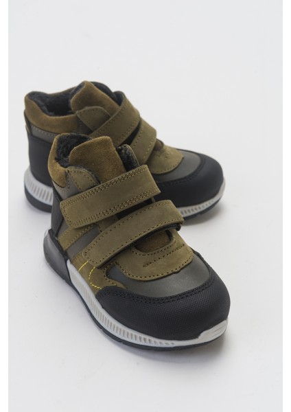 Erkek Çocuk Haki Hakiki Deri Suya Dayanıklı Anatomik Ilk Adım Bot