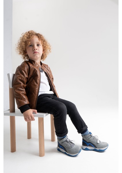 Erkek Çocuk Gri Hakiki Deri Suya Dayanıklı Günlük Bot fiyatları